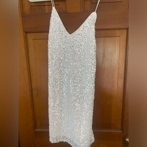 Force of Fashion White Backless Sequin Mini Dress